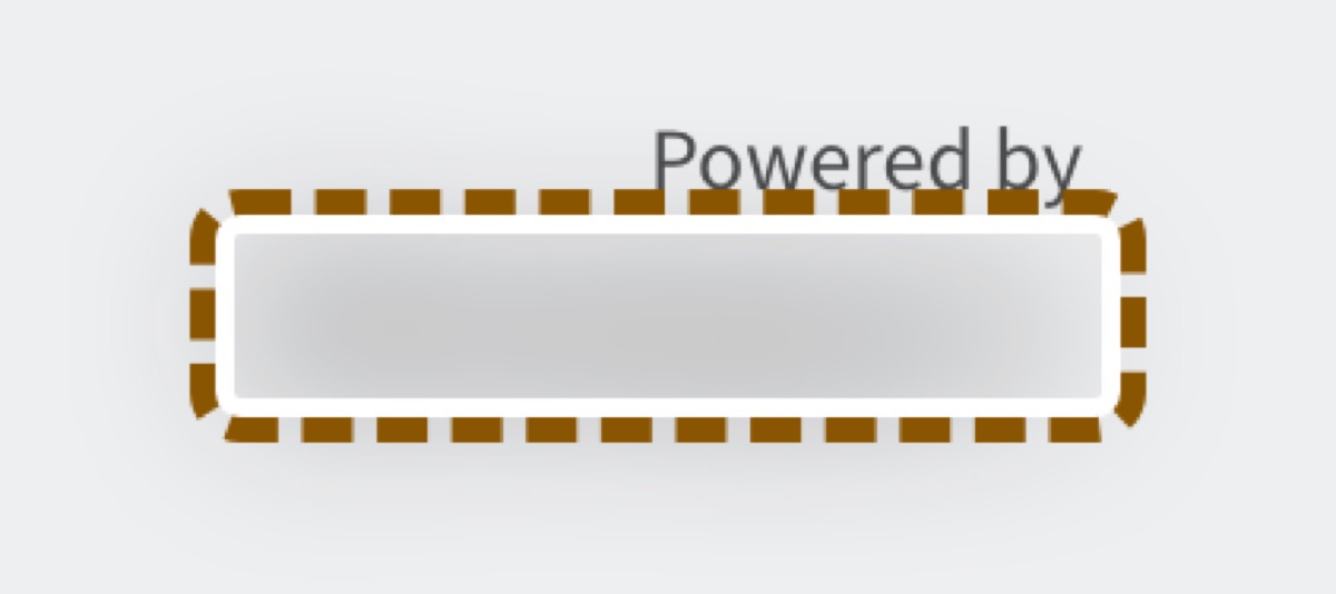A real practice page, blurred: a small icon-only link at the end of a line of text, outlined. It has no name.