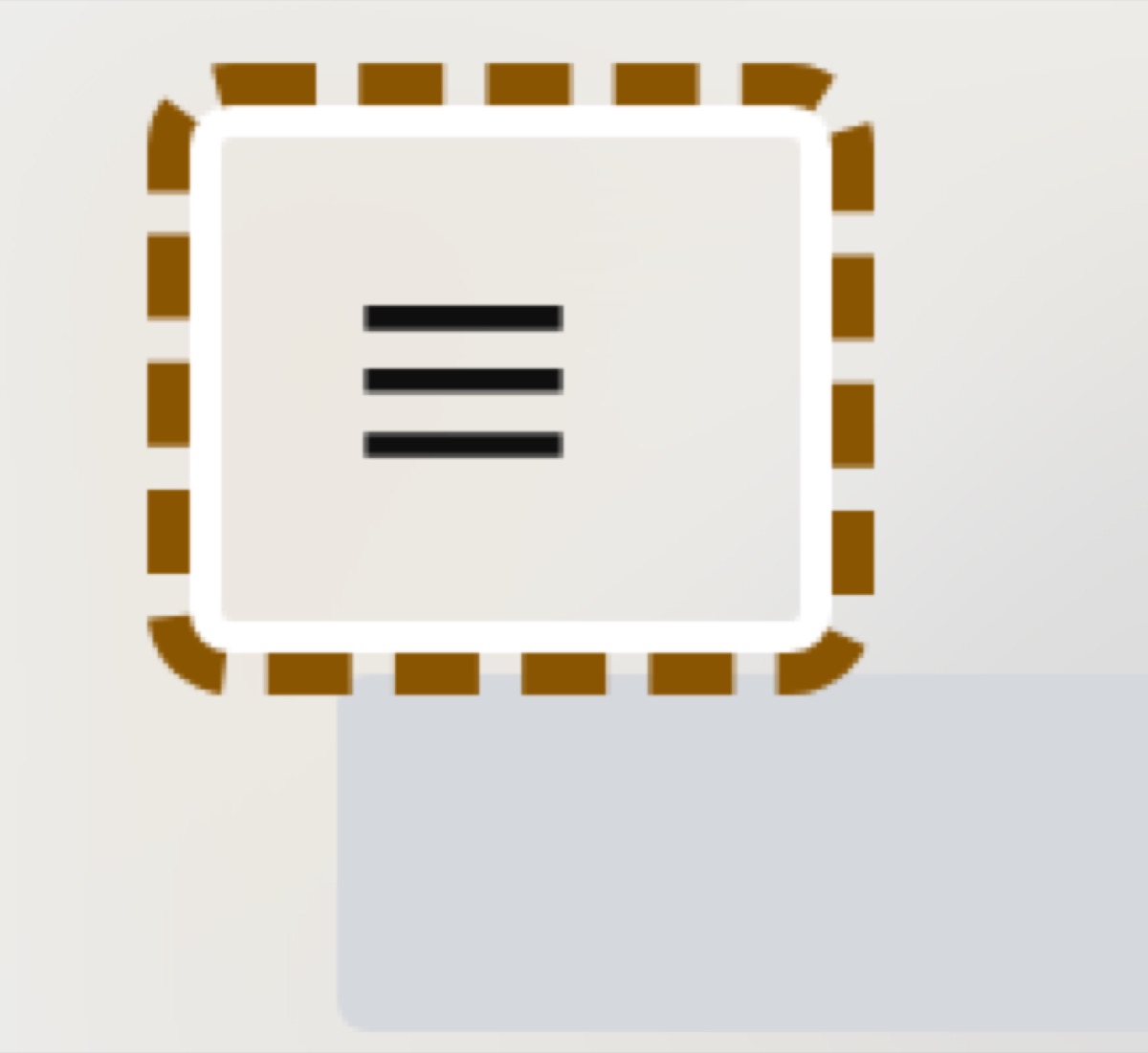 The top of the home page on a phone. The three-line menu icon at the top right is outlined.