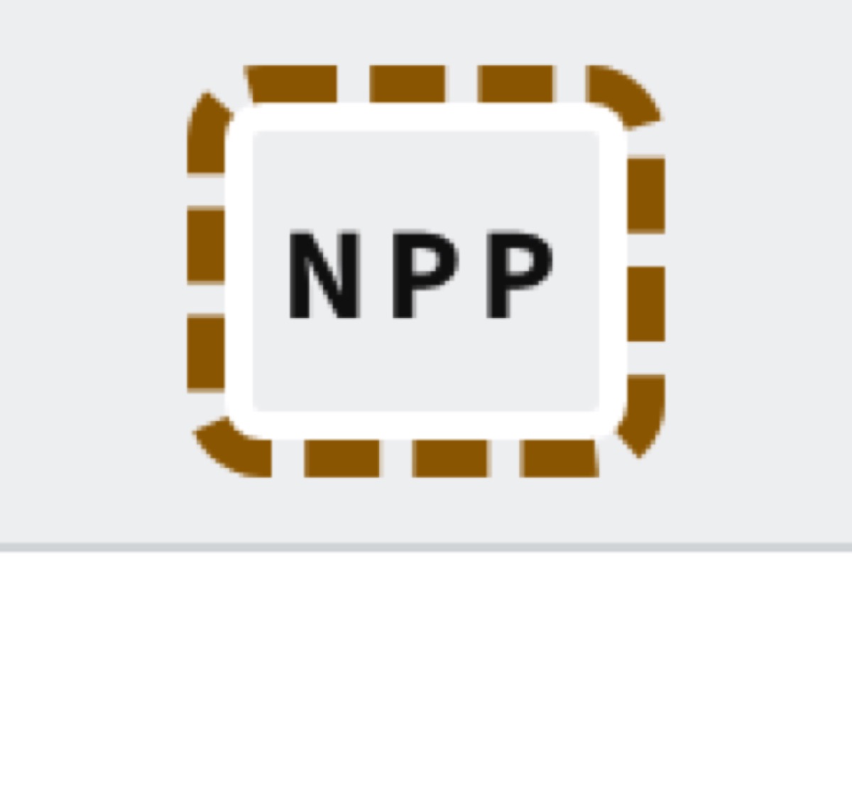 The navigation bar with the menu links. The last link, NPP, is outlined.