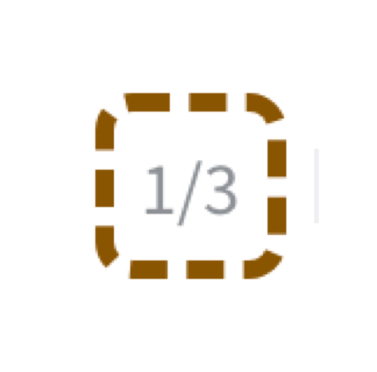The bottom of a notice viewer: a faint grey 1/3 and a Next button. The counter is outlined.